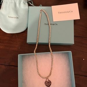 Tiffany heart tag bead necklace